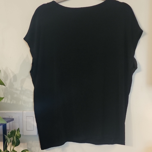 Chico's Travelers Black Short-Sleeve Tee with Gold Neck Accent - Picture 4 of 5